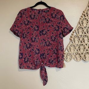Madewell Pink and Blue Floral Blouse